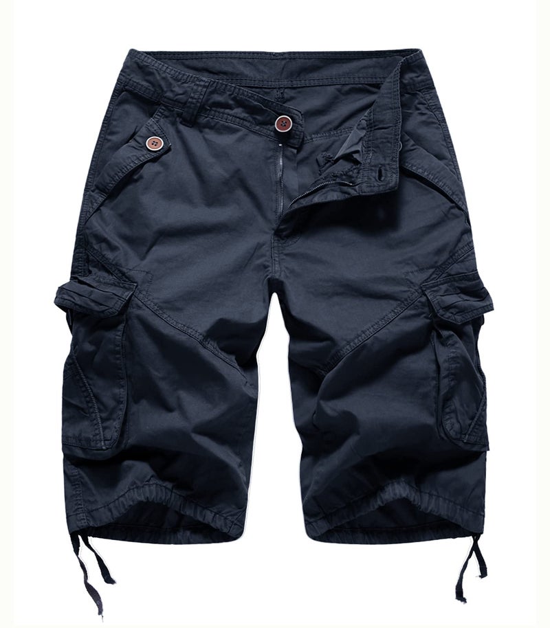 FOURSTEEDS Women's Cotton Outdoor Hiking Camping Camouflage Military Tactical Multi Pockets Bermuda Shorts Cargo Navy Blue US 10 - Image 1